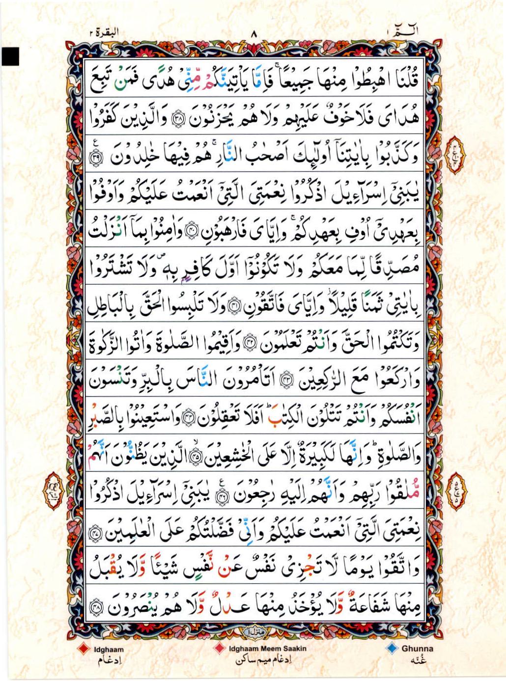 Reading Al Quran 15 Lines Part / Chapter / Siparah 1 Page 8