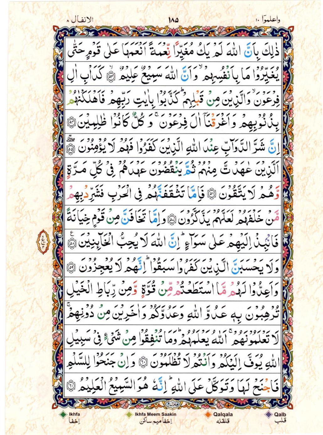 Reading Al Quran 15 Lines Part / Chapter / Siparah 10 Page 185