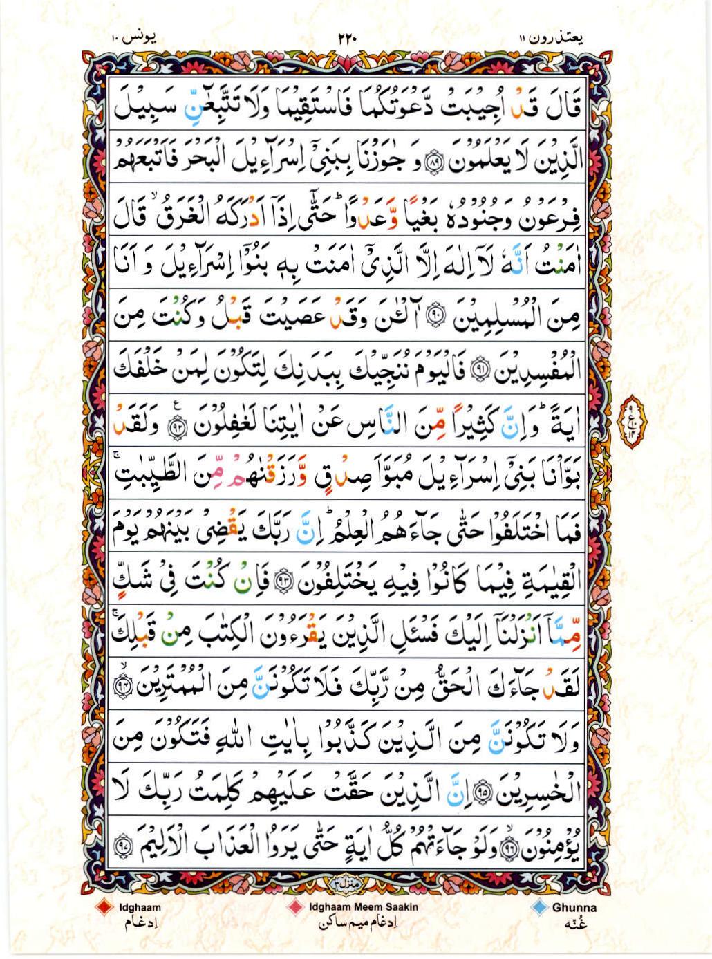 Reading Al Quran 15 Lines Part / Chapter / Siparah 11 Page 220