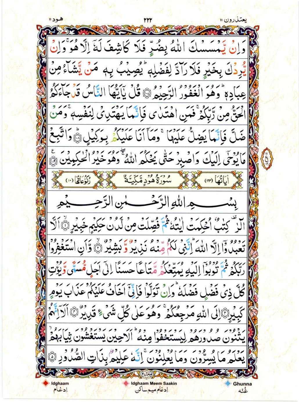 Reading Al Quran 15 Lines Part / Chapter / Siparah 11 Page 222