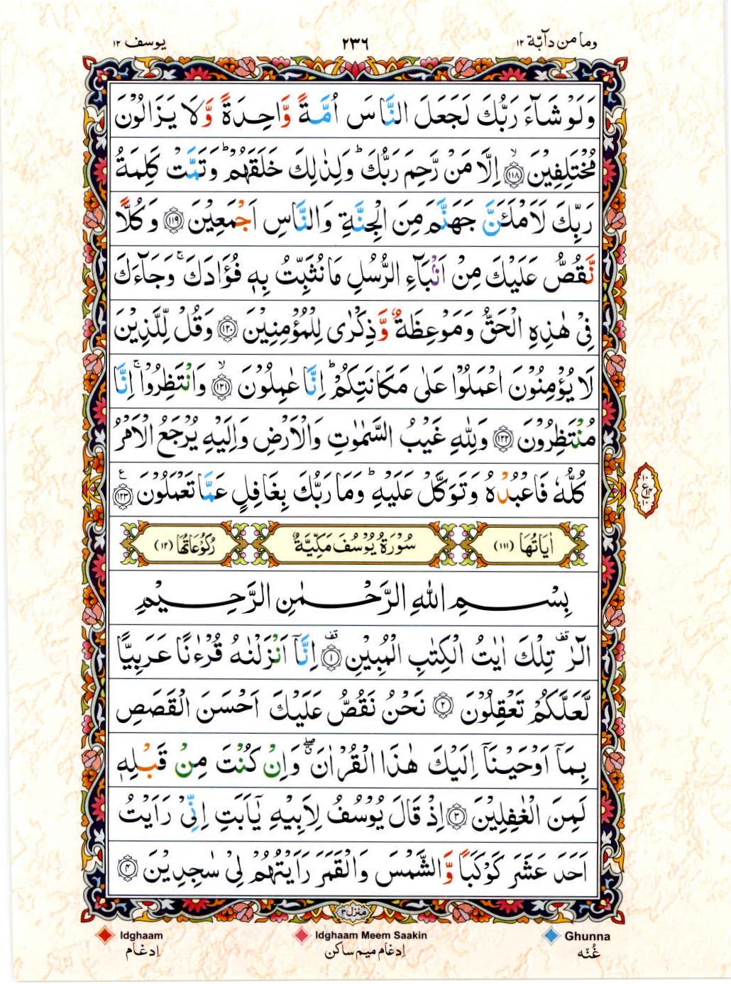 Reading Al Quran 15 Lines Part / Chapter / Siparah 12 Page 236