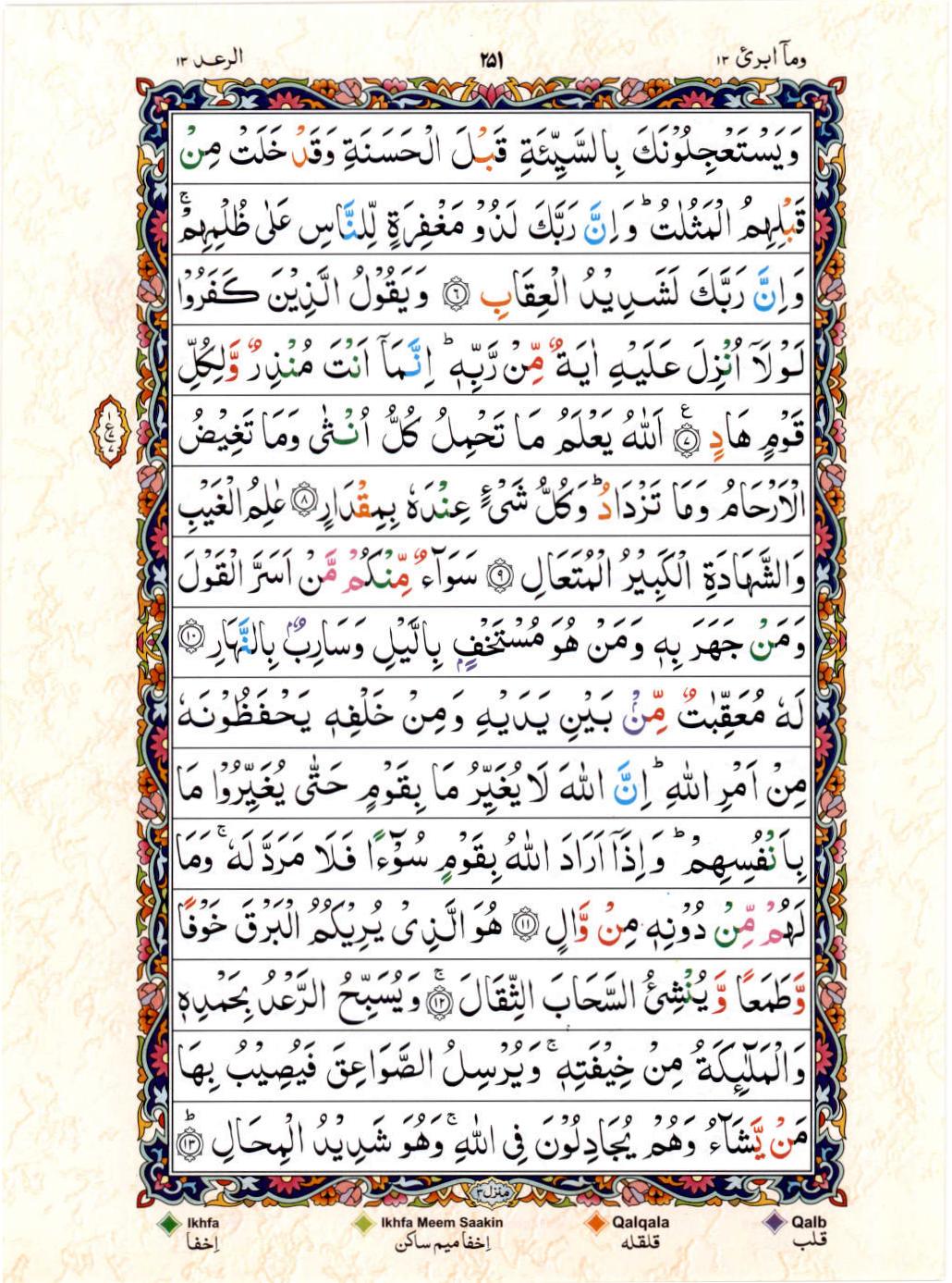 Reading Al Quran 15 Lines Part / Chapter / Siparah 13 Page 251