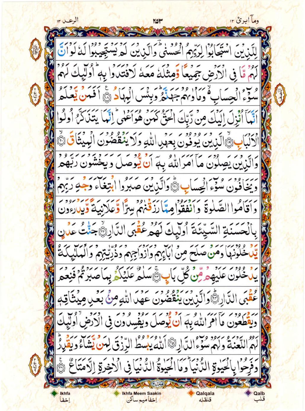 Reading Al Quran 15 Lines Part / Chapter / Siparah 13 Page 253
