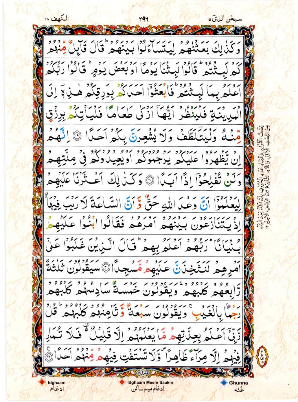 Reading Al Quran 15 Lines Part / Chapter / Siparah 15 Page 296