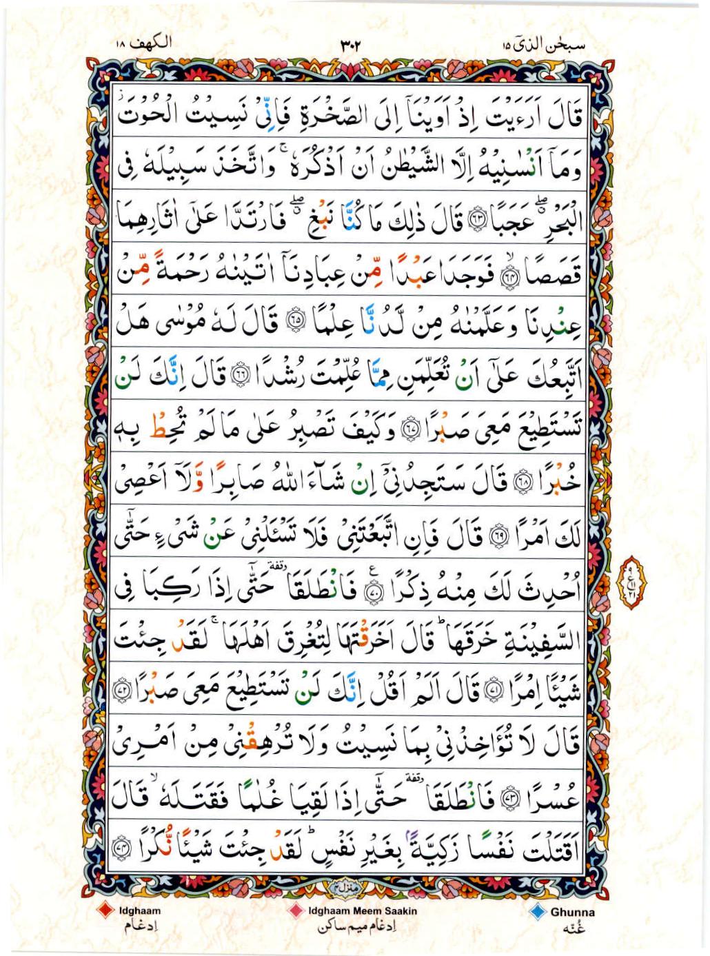 Reading Al Quran 15 Lines Part / Chapter / Siparah 15 Page 302