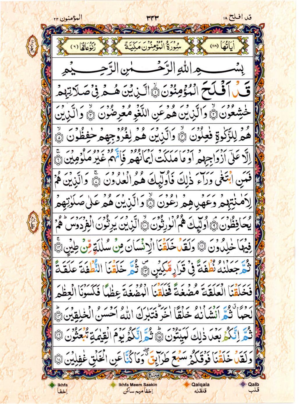 Reading Al Quran 15 Lines Part / Chapter / Siparah 18 Page 343