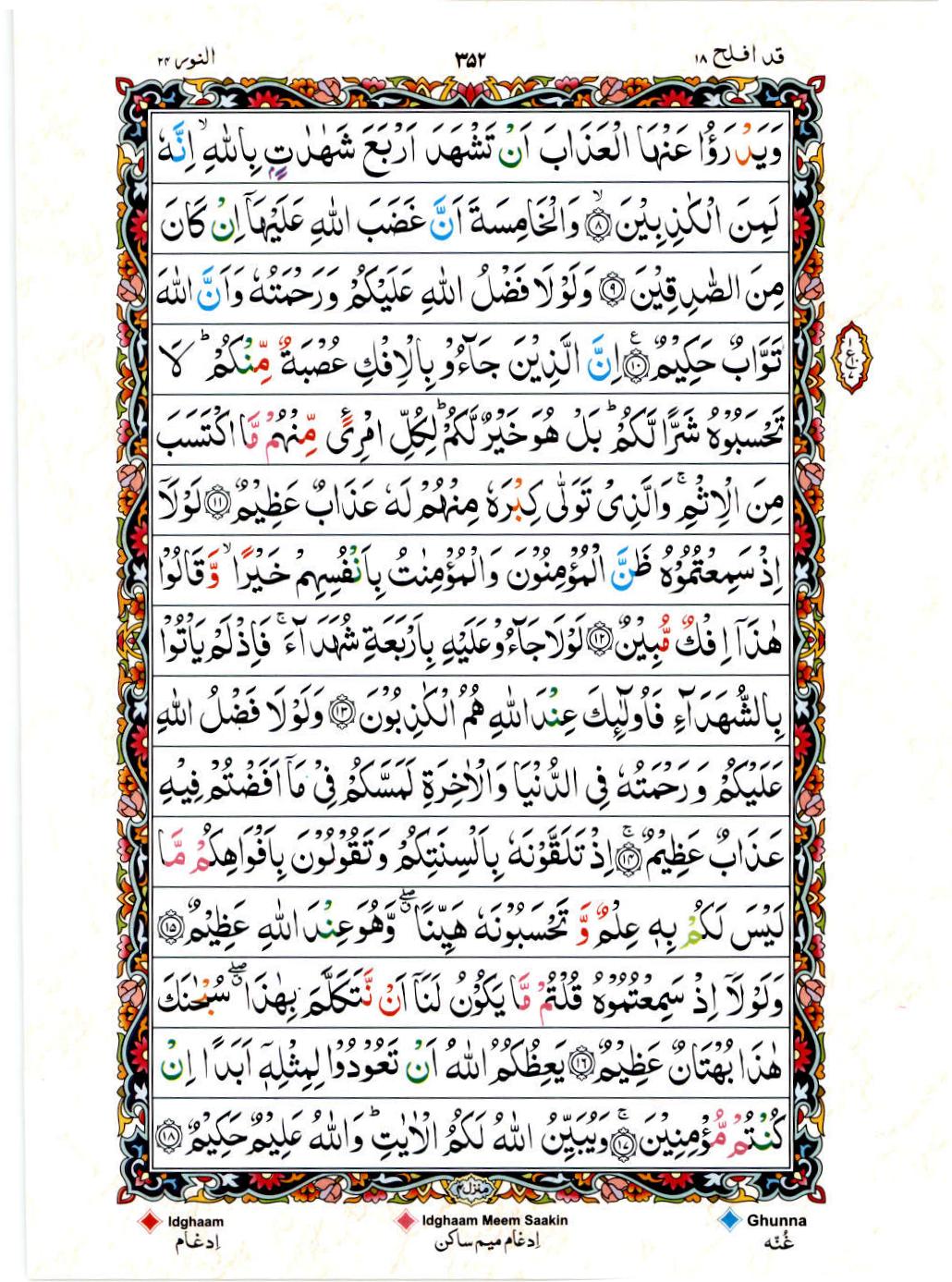 Reading Al Quran 15 Lines Part / Chapter / Siparah 18 Page 352