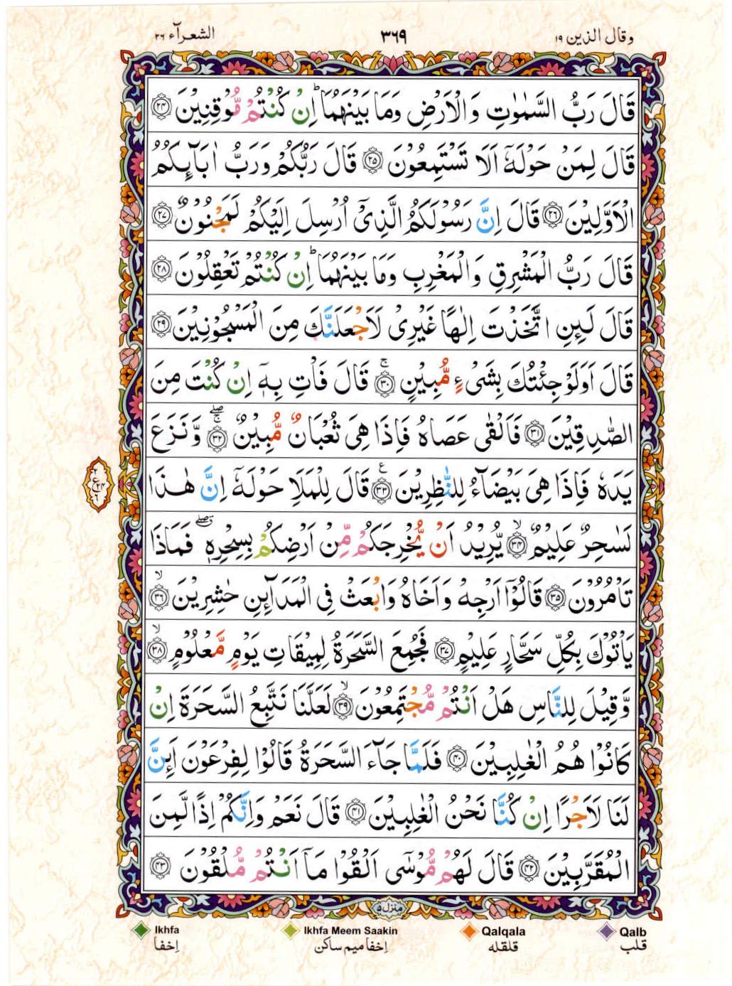 Reading Al Quran 15 Lines Part / Chapter / Siparah 19 Page 369