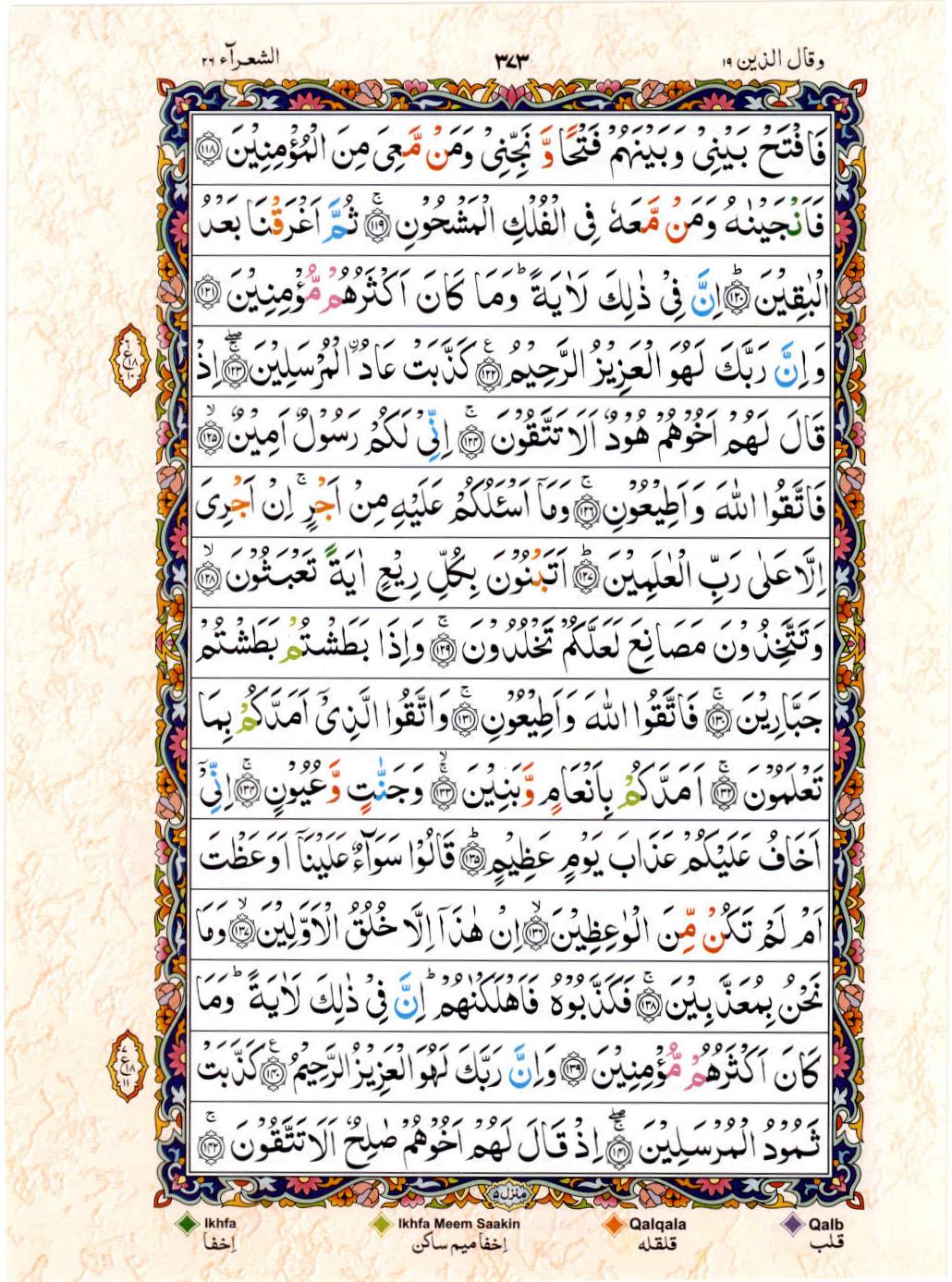 Reading Al Quran 15 Lines Part / Chapter / Siparah 19 Page 373