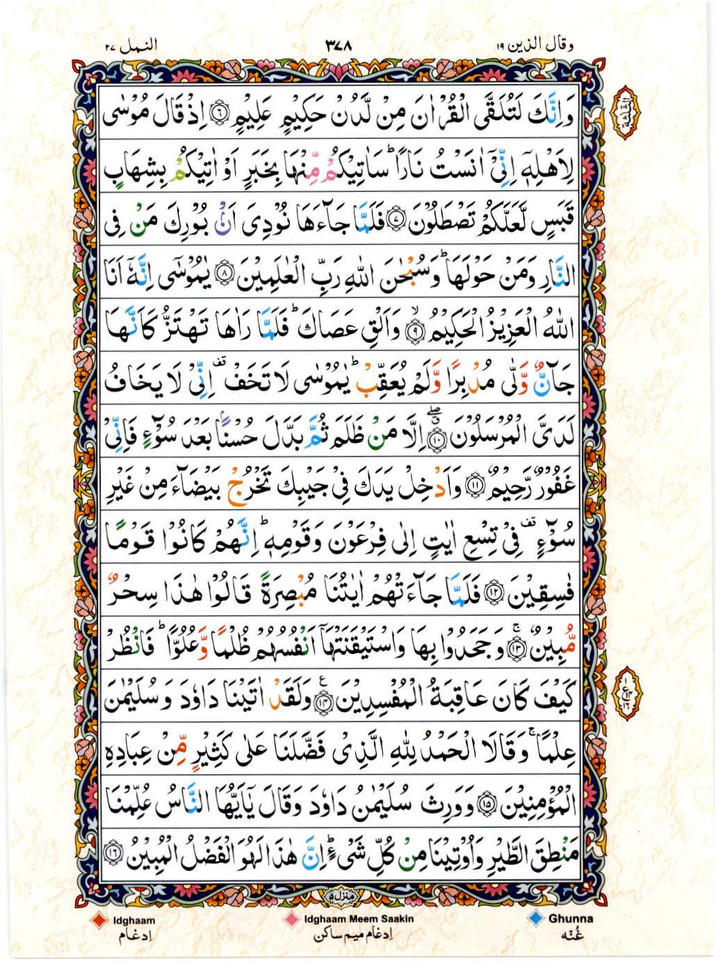 Reading Al Quran 15 Lines Part / Chapter / Siparah 19 Page 378