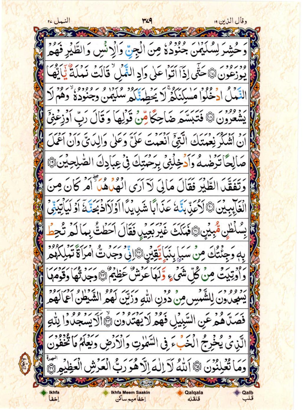 Reading Al Quran 15 Lines Part / Chapter / Siparah 19 Page 379