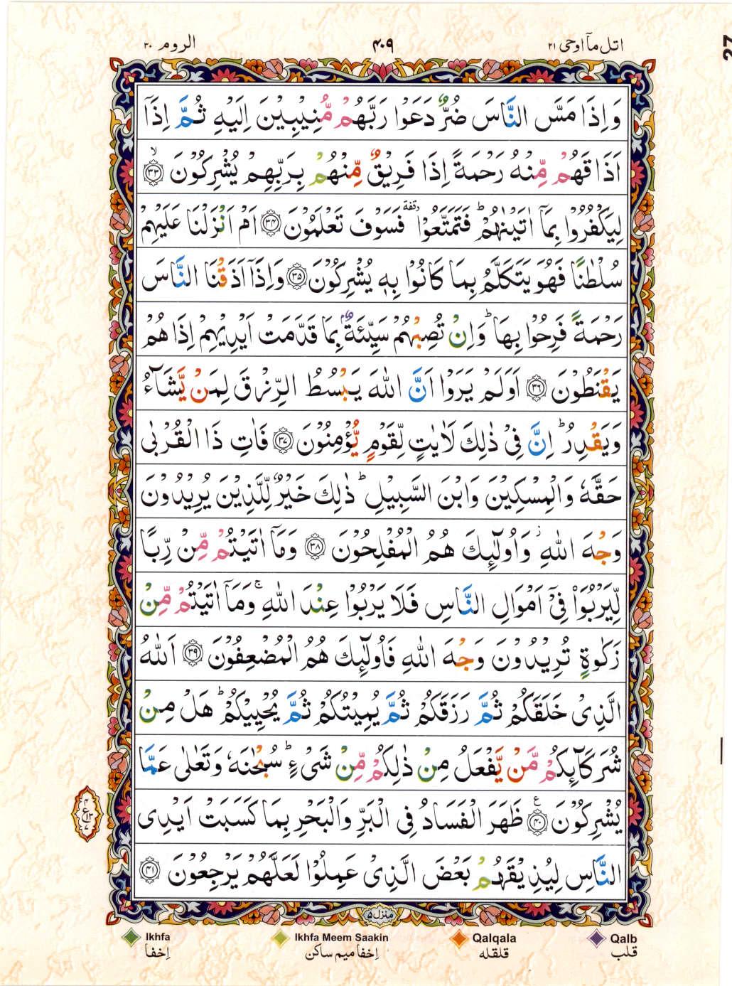 Reading Al Quran 15 Lines Part / Chapter / Siparah 21 Page 409