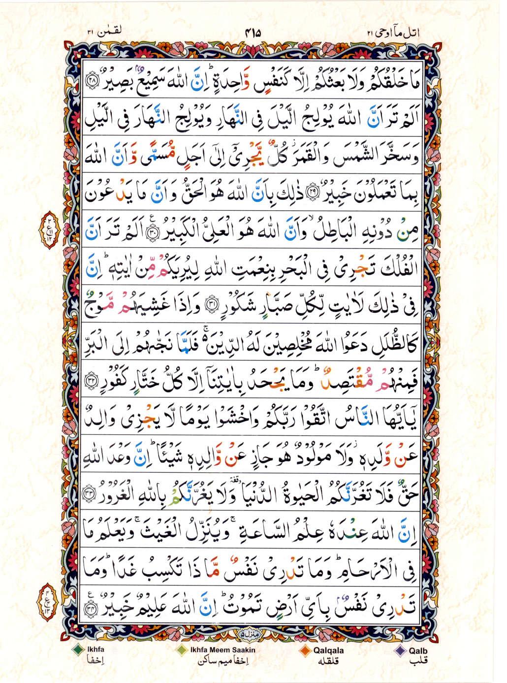 Reading Al Quran 15 Lines Part / Chapter / Siparah 21 Page 415