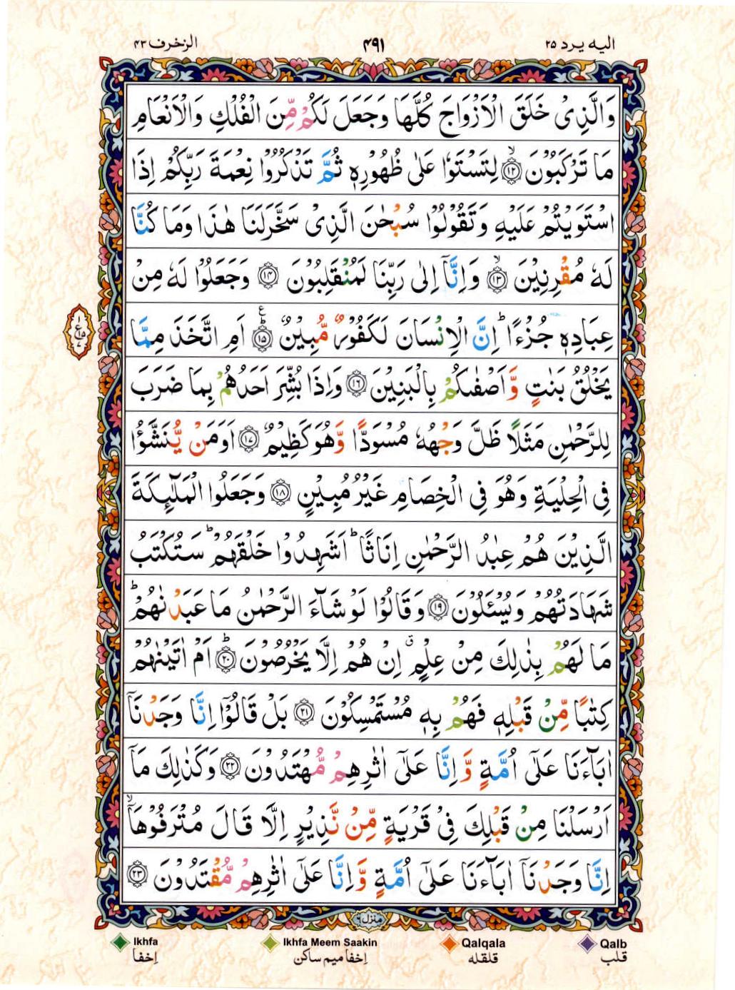 Reading Al Quran 15 Lines Part / Chapter / Siparah 25 Page 491