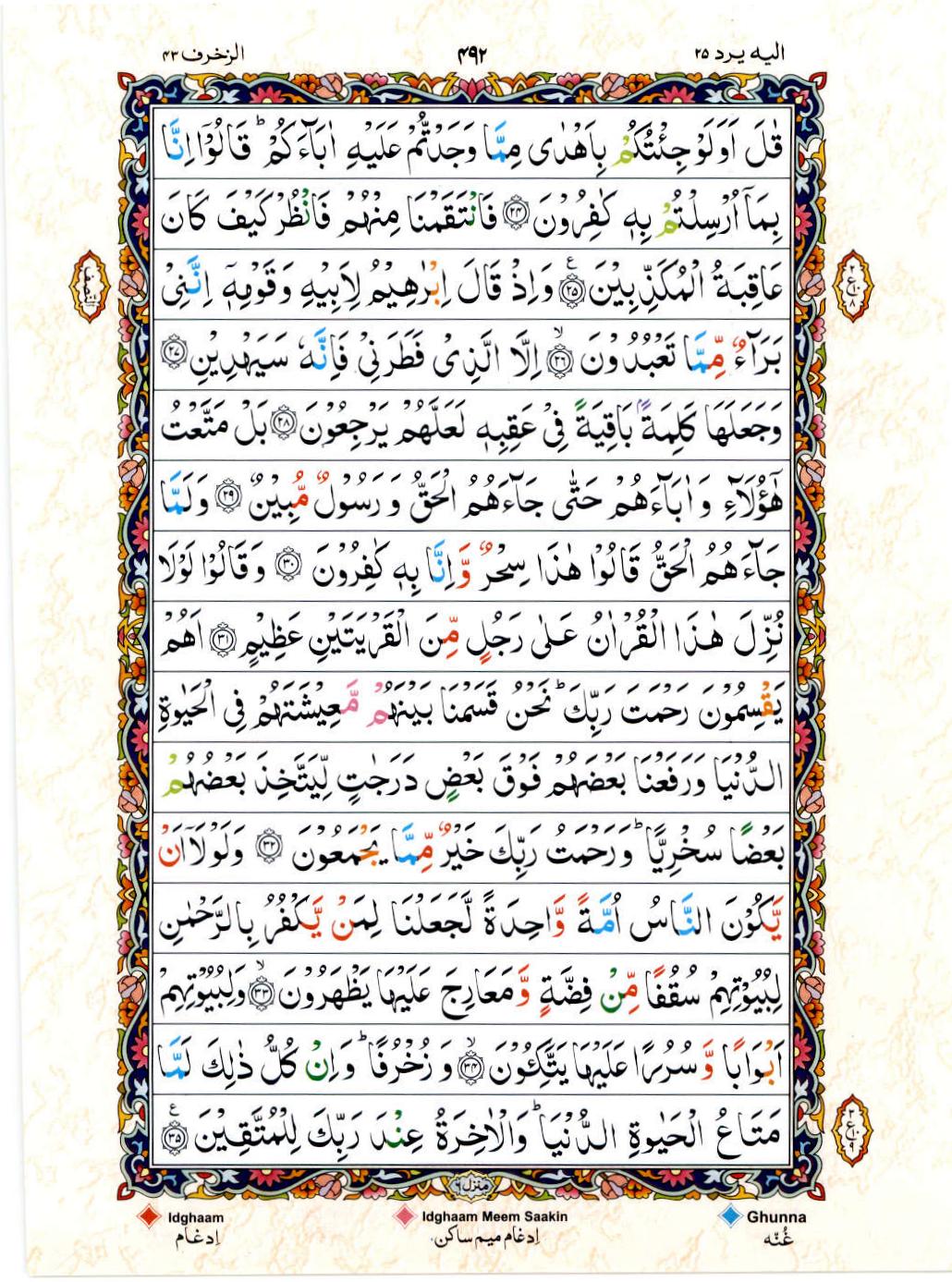 Reading Al Quran 15 Lines Part / Chapter / Siparah 25 Page 492