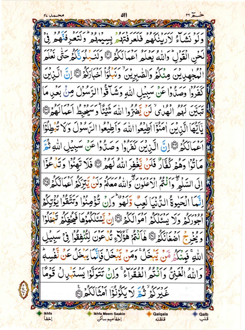 Reading Al Quran 15 Lines Part / Chapter / Siparah 26 Page 511