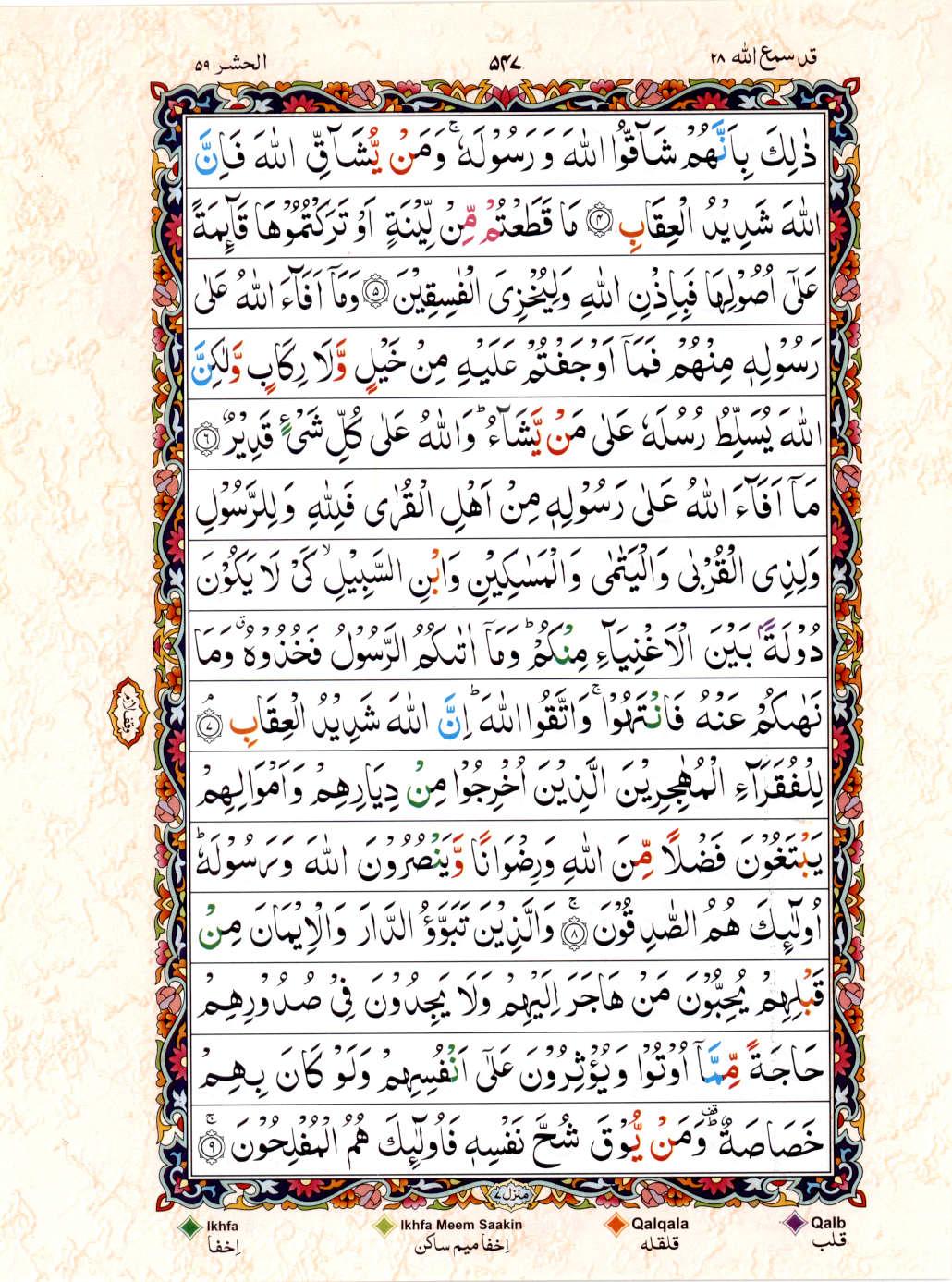 Reading Al Quran 15 Lines Part / Chapter / Siparah 28 Page 547