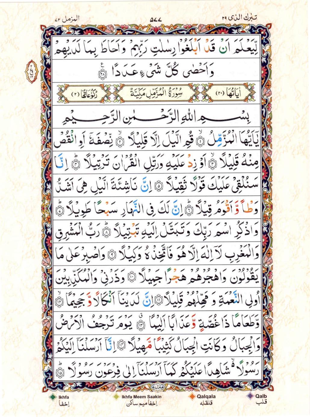 Reading Al Quran 15 Lines Part / Chapter / Siparah 29 Page 577