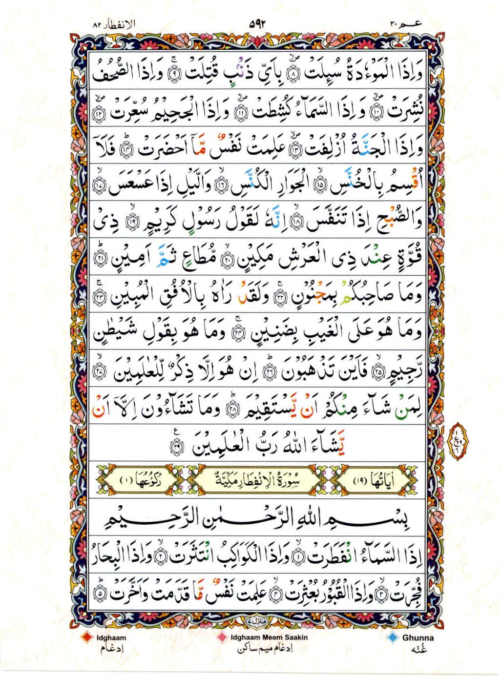 Reading Al Quran 15 Lines Part / Chapter / Siparah 30 Page 592