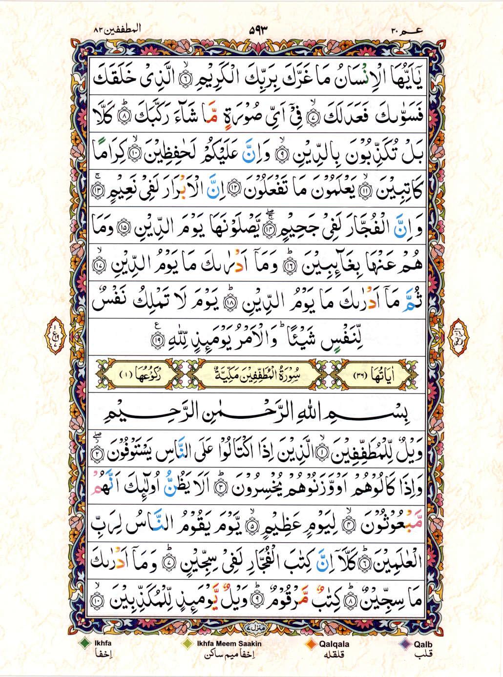 Reading Al Quran 15 Lines Part / Chapter / Siparah 30 Page 593