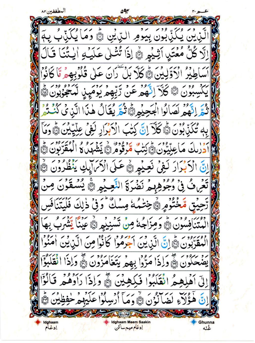 Reading Al Quran 15 Lines Part / Chapter / Siparah 30 Page 594
