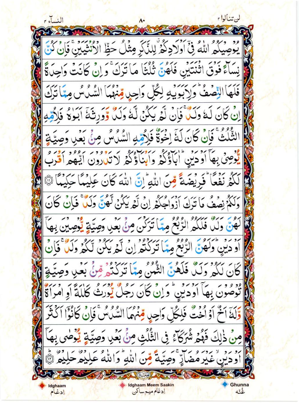 Reading Al Quran 15 Lines Part / Chapter / Siparah 4 Page 80
