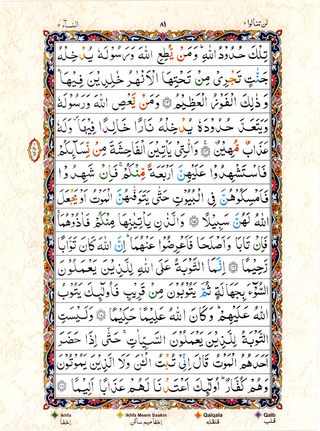Reading Al Quran 15 Lines Part / Chapter / Siparah 4 Page 81