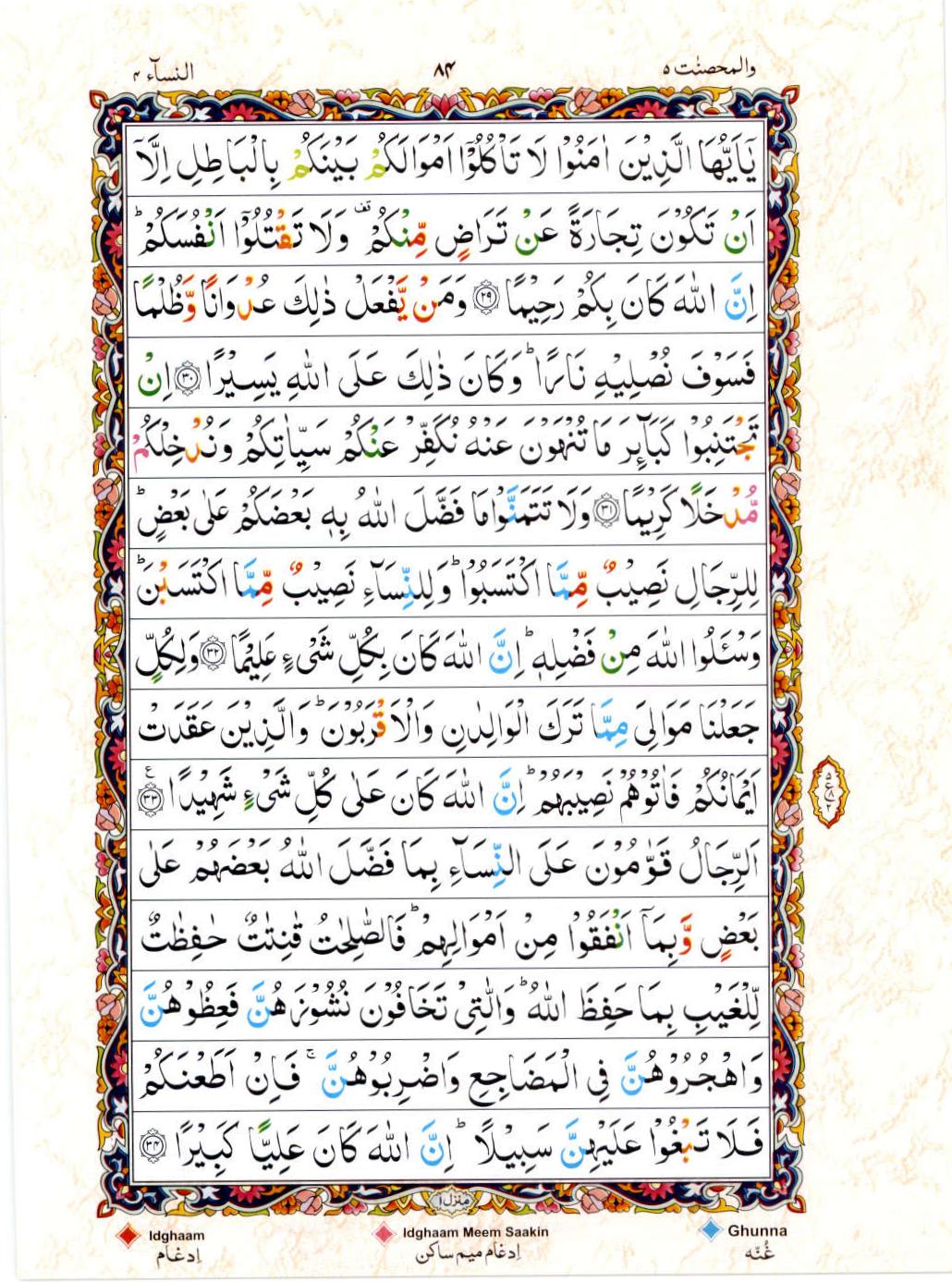 Reading Al Quran 15 Lines Part / Chapter / Siparah 5 Page 84