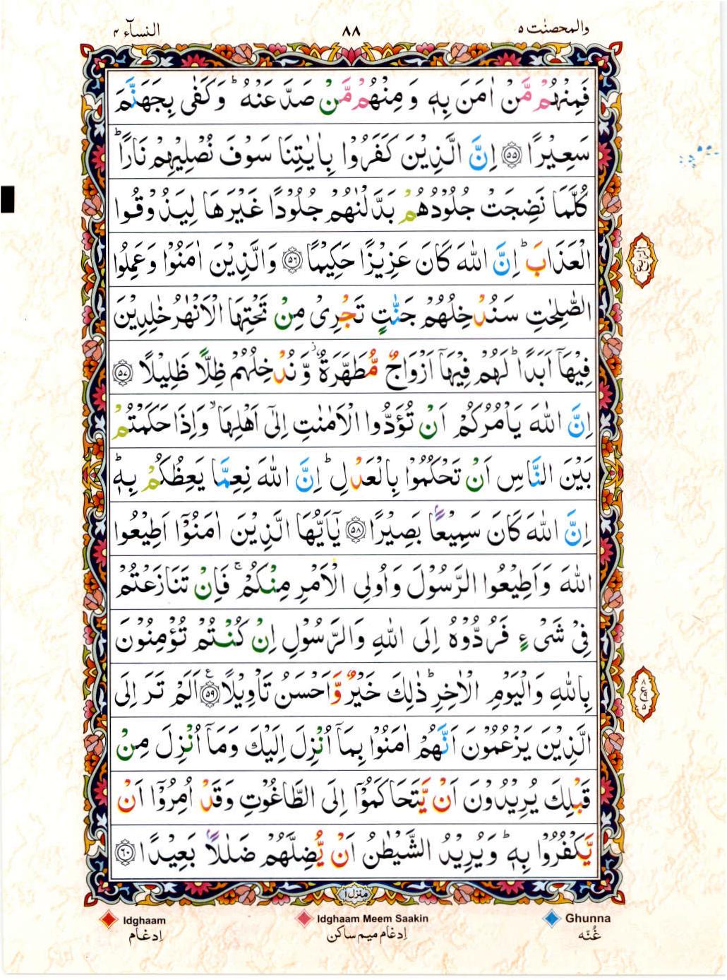 Reading Al Quran 15 Lines Part / Chapter / Siparah 5 Page 88