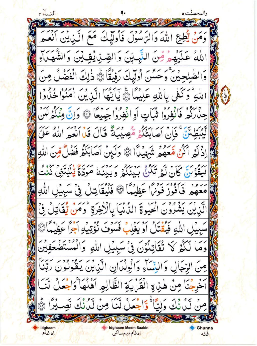 Reading Al Quran 15 Lines Part / Chapter / Siparah 5 Page 90