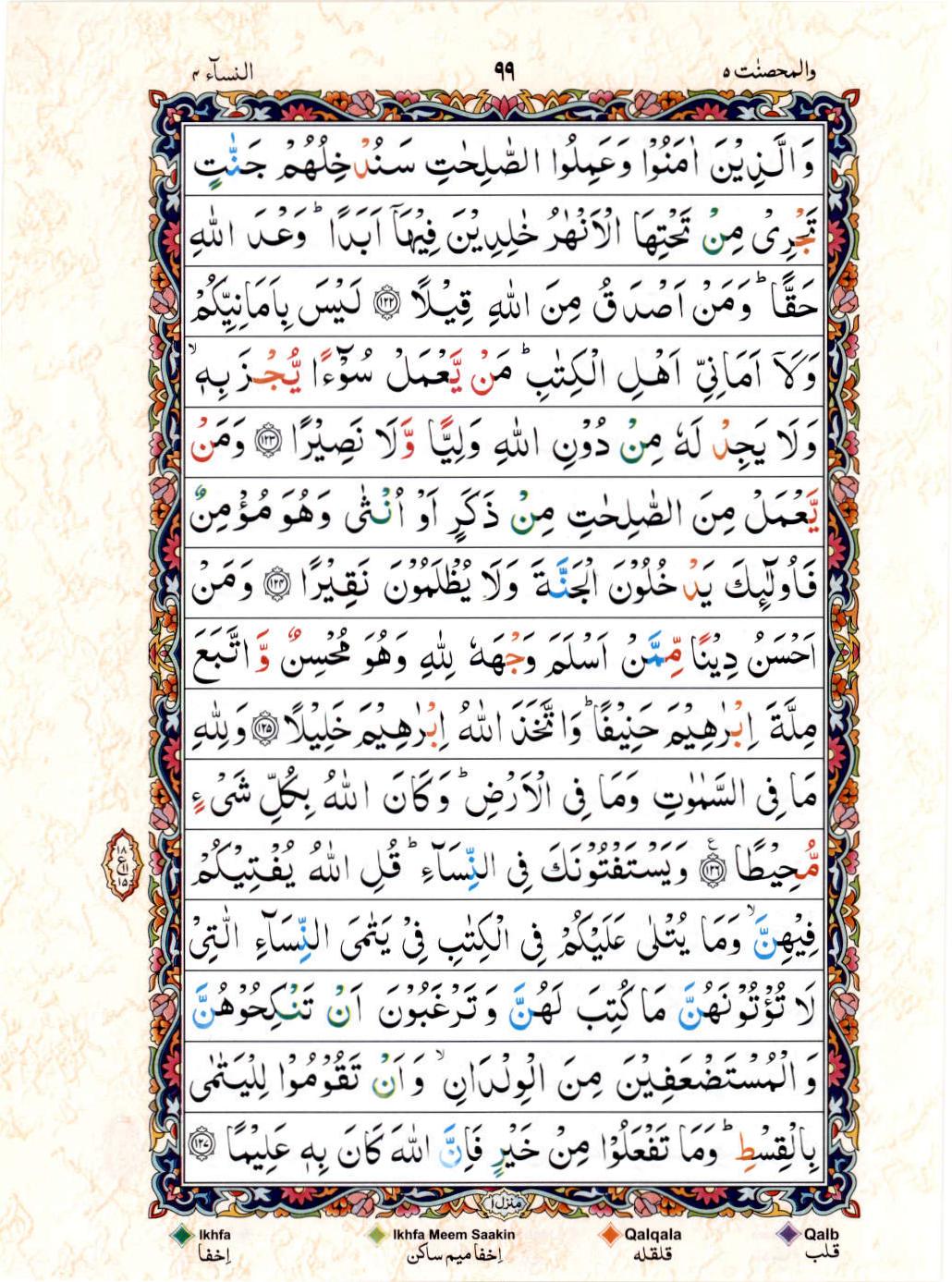 Reading Al Quran 15 Lines Part / Chapter / Siparah 5 Page 99