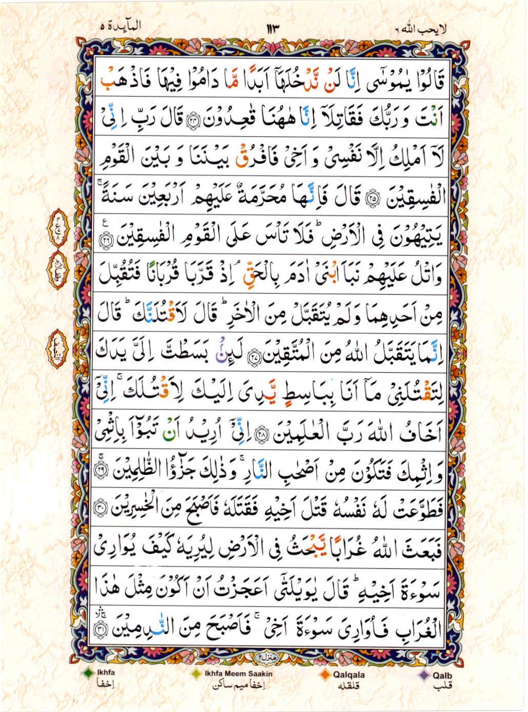 Reading Al Quran 15 Lines Part / Chapter / Siparah 6 Page 113