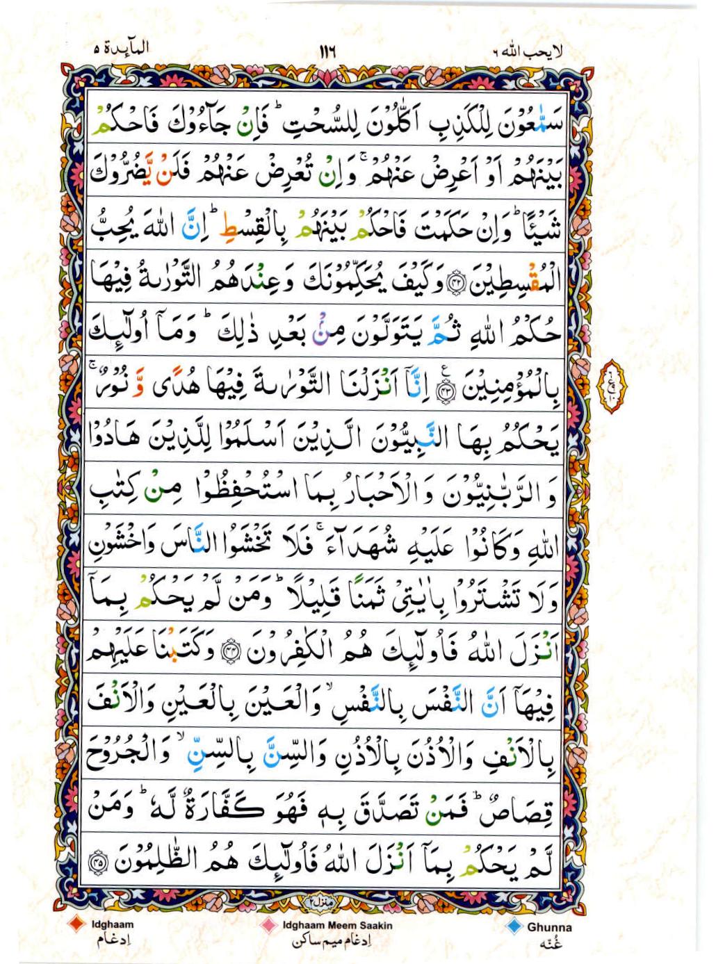 Reading Al Quran 15 Lines Part / Chapter / Siparah 6 Page 116