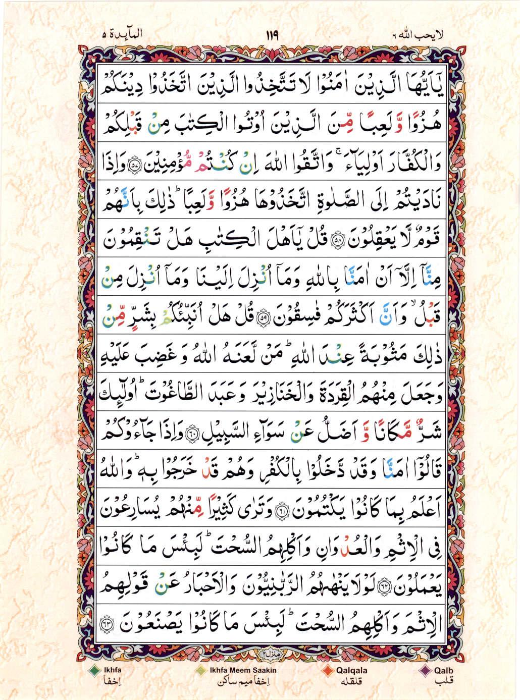 Reading Al Quran 15 Lines Part / Chapter / Siparah 6 Page 119