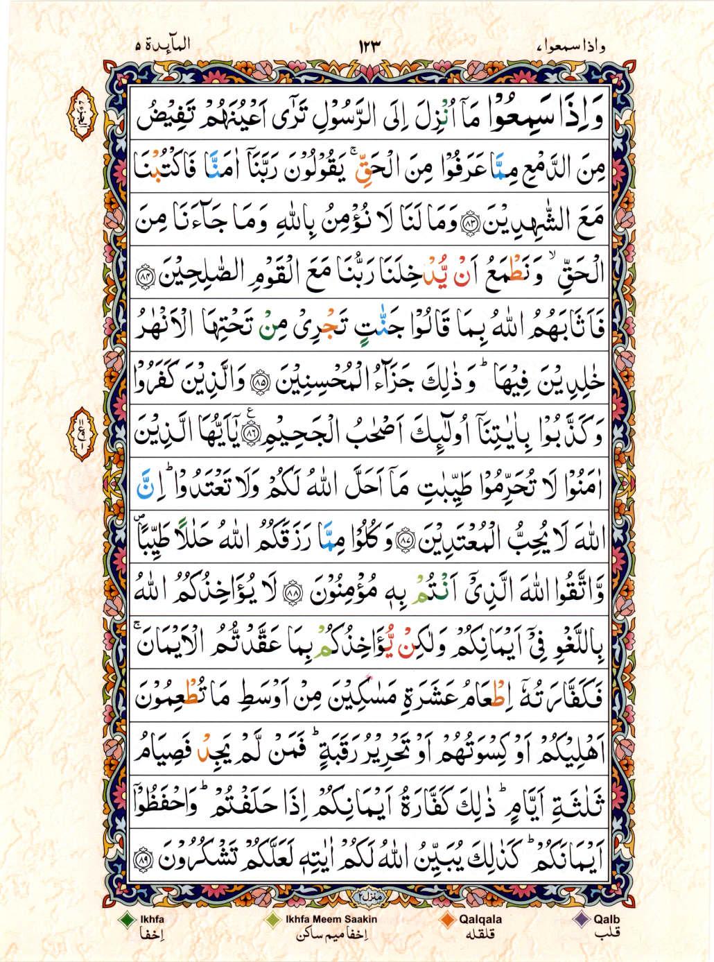 Reading Al Quran 15 Lines Part / Chapter / Siparah 7 Page 123