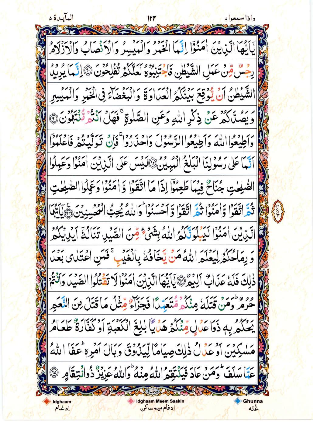 Reading Al Quran 15 Lines Part / Chapter / Siparah 7 Page 124