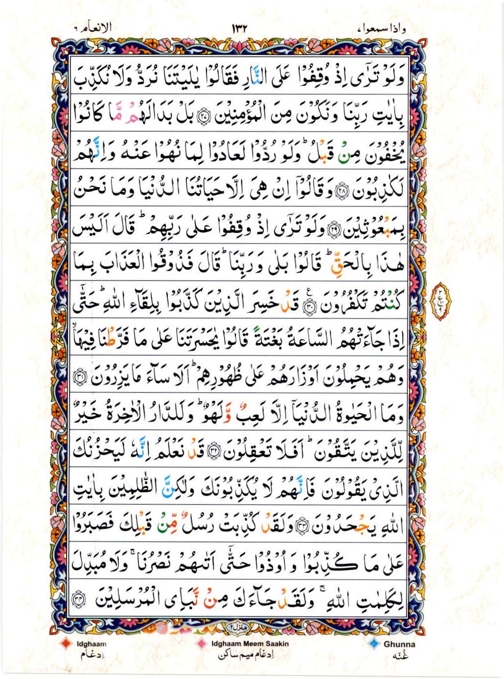 Reading Al Quran 15 Lines Part / Chapter / Siparah 7 Page 132