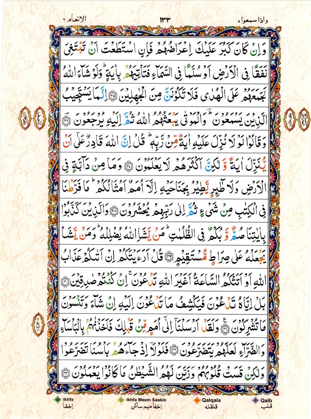 Reading Al Quran 15 Lines Part / Chapter / Siparah 7 Page 133