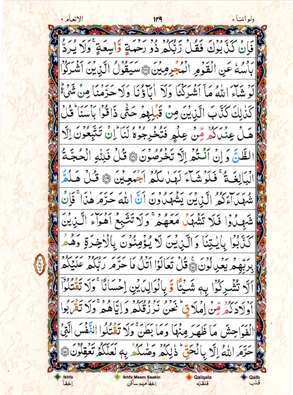 Reading Al Quran 15 Lines Part / Chapter / Siparah 8 Page 149