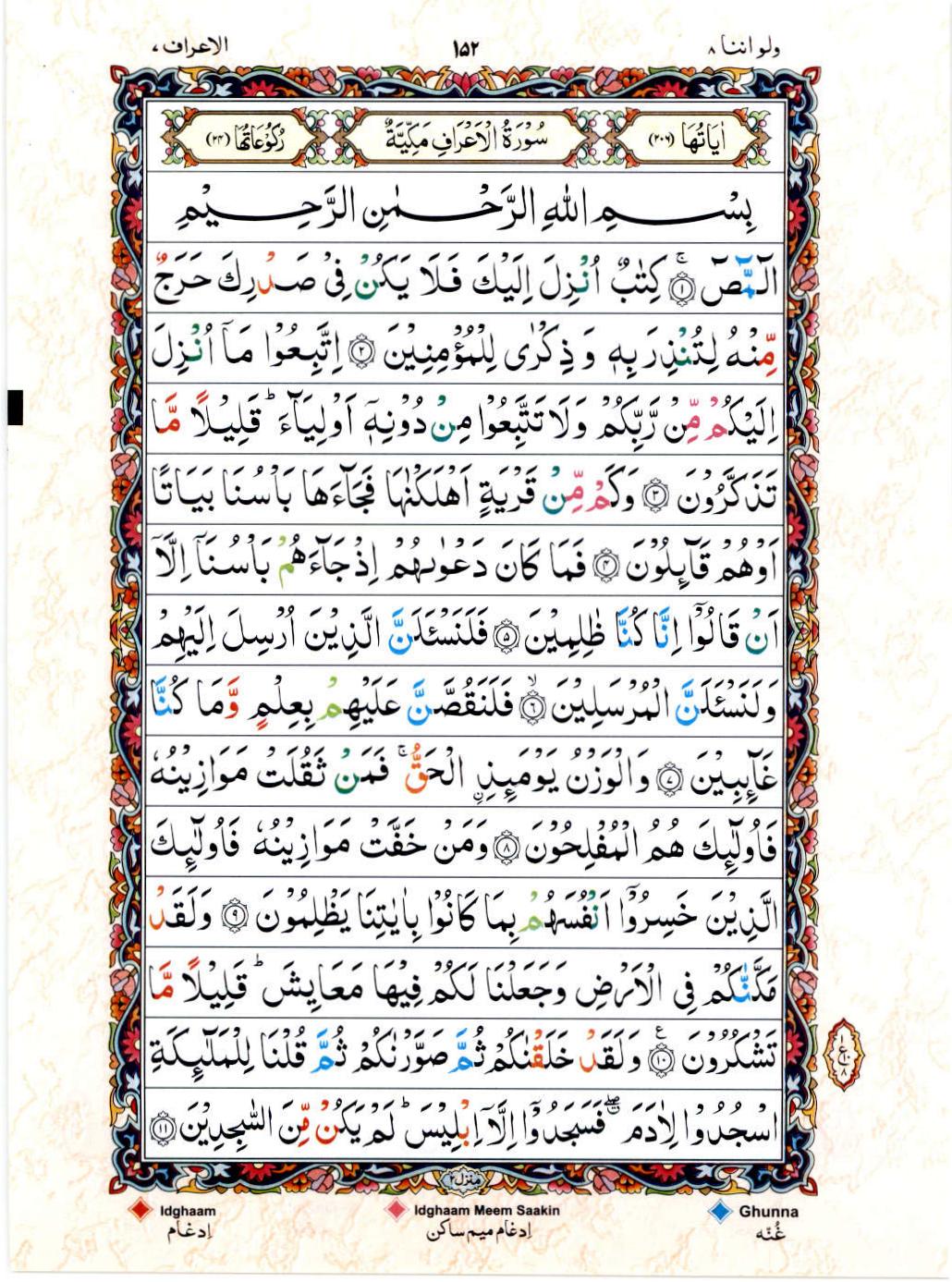Reading Al Quran 15 Lines Part / Chapter / Siparah 8 Page 152