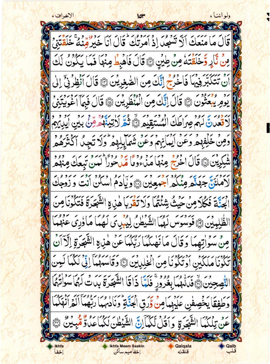 Reading Al Quran 15 Lines Part / Chapter / Siparah 8 Page 153