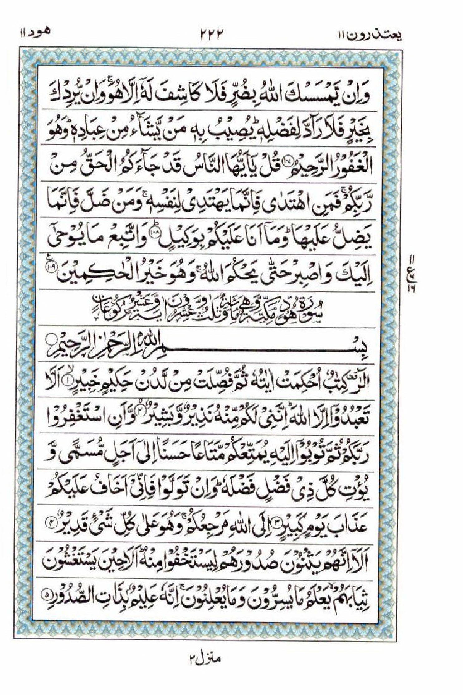 Reading Al Quran 15 Lines Part / Chapter / Siparah 11 Page 222