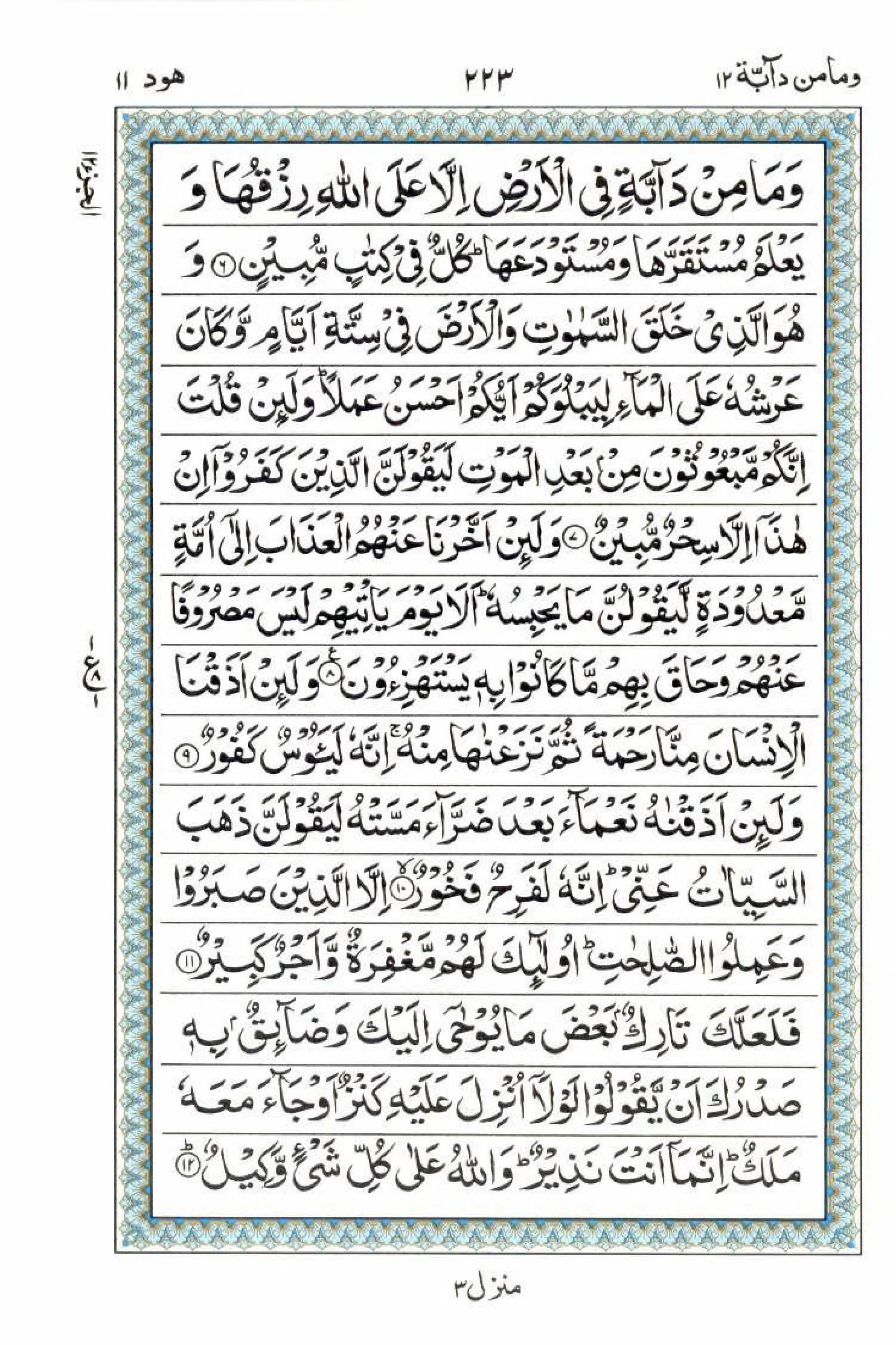 Reading Al Quran 15 Lines Part / Chapter / Siparah 12 Page 223