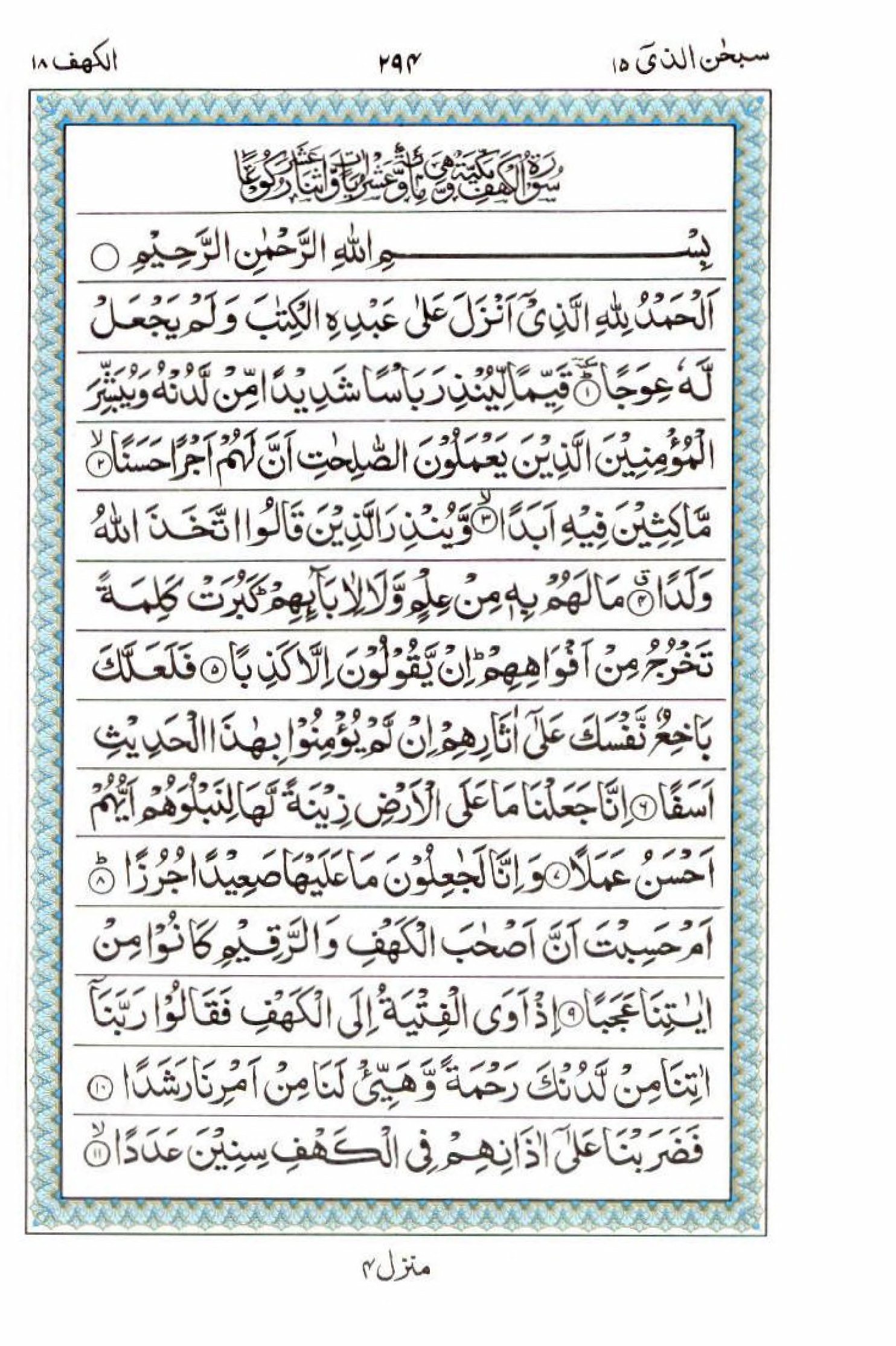 Reading Al Quran 15 Lines Part / Chapter / Siparah 15 Page 294