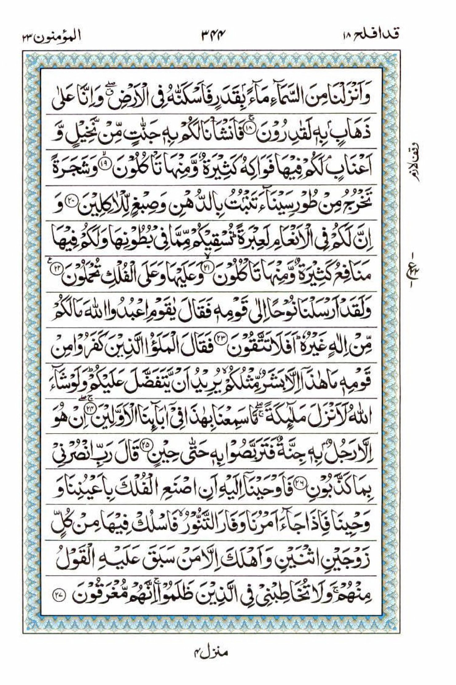 Reading Al Quran 15 Lines Part / Chapter / Siparah 18 Page 344