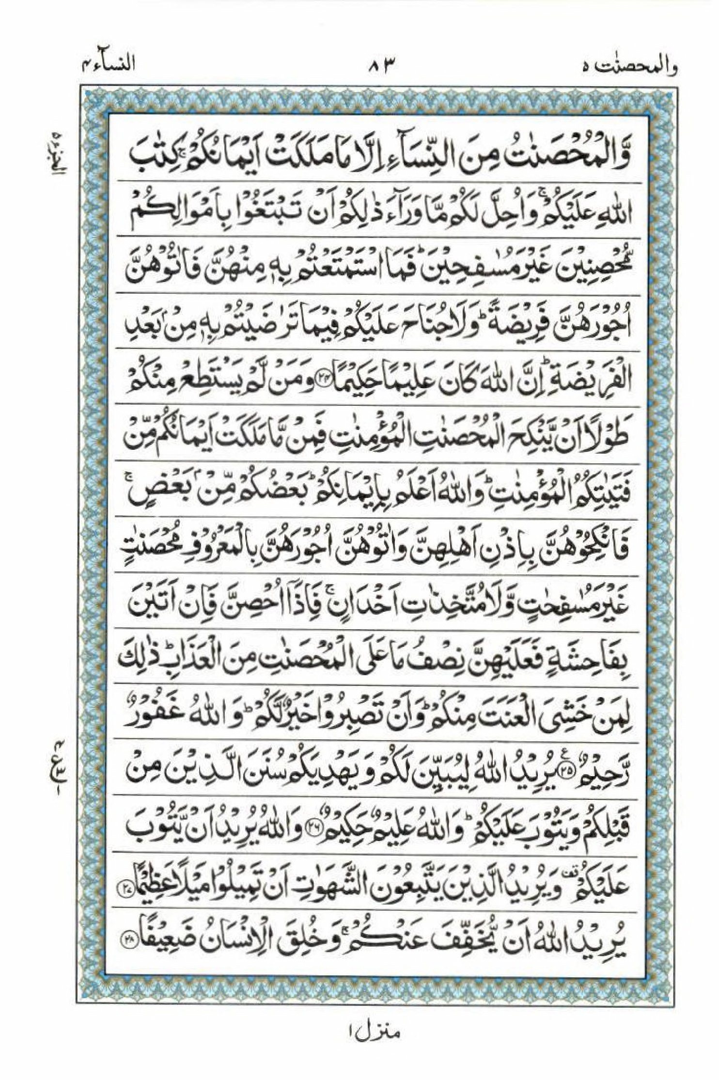 Reading Al Quran 15 Lines Part / Chapter / Siparah 5 Page 83