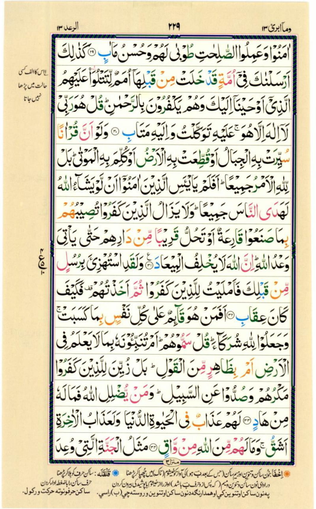 Reading Al Quran Part / Chapter / Siparah 13 Page 229
