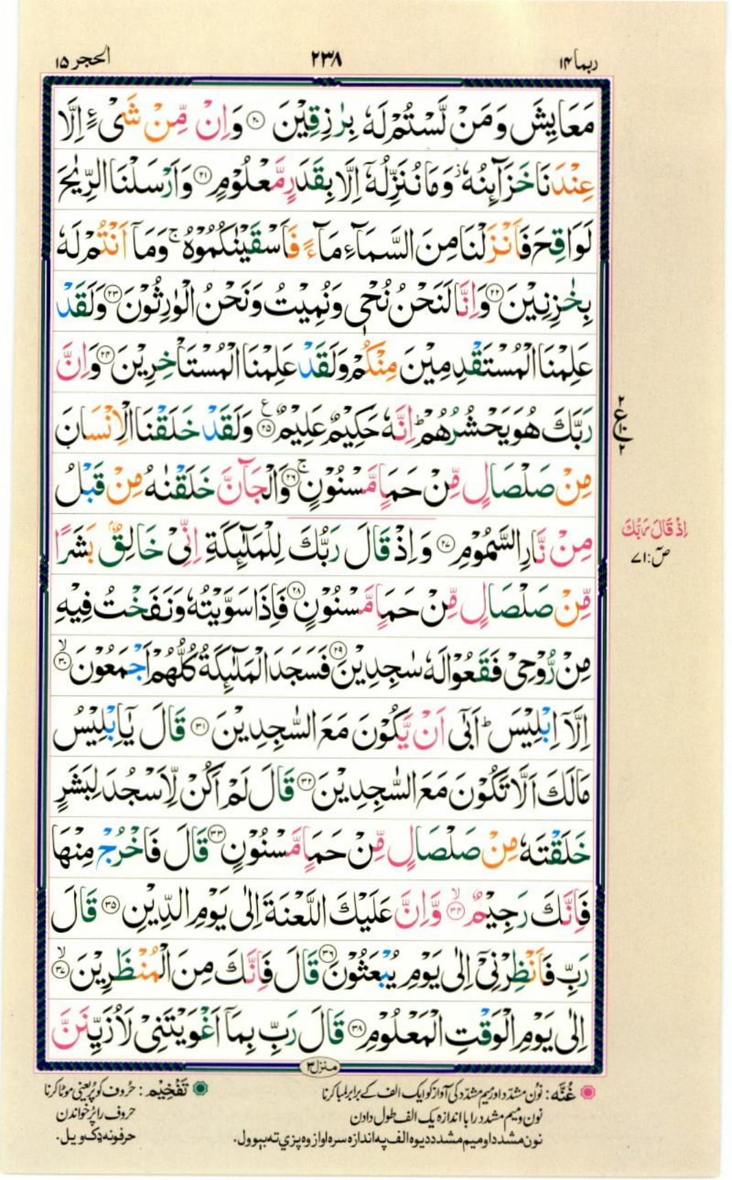 Reading Al Quran Part / Chapter / Siparah 14 Page 238