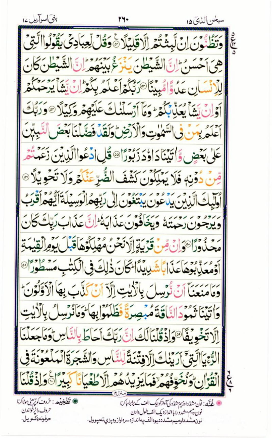 Reading Al Quran Part / Chapter / Siparah 15 Page 260