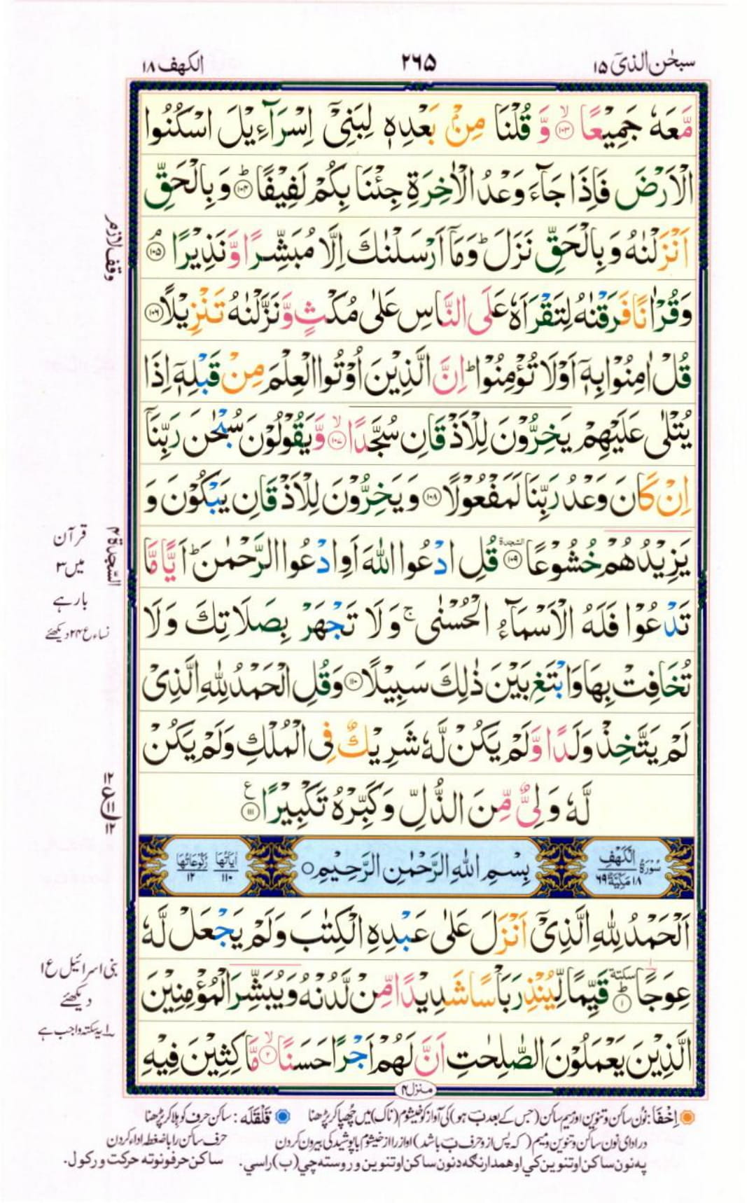 Reading Al Quran Part / Chapter / Siparah 15 Page 265
